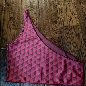 BAIIA MONROE Reversible Maroon Geometric One Strap Luxe Swim Top Size 14